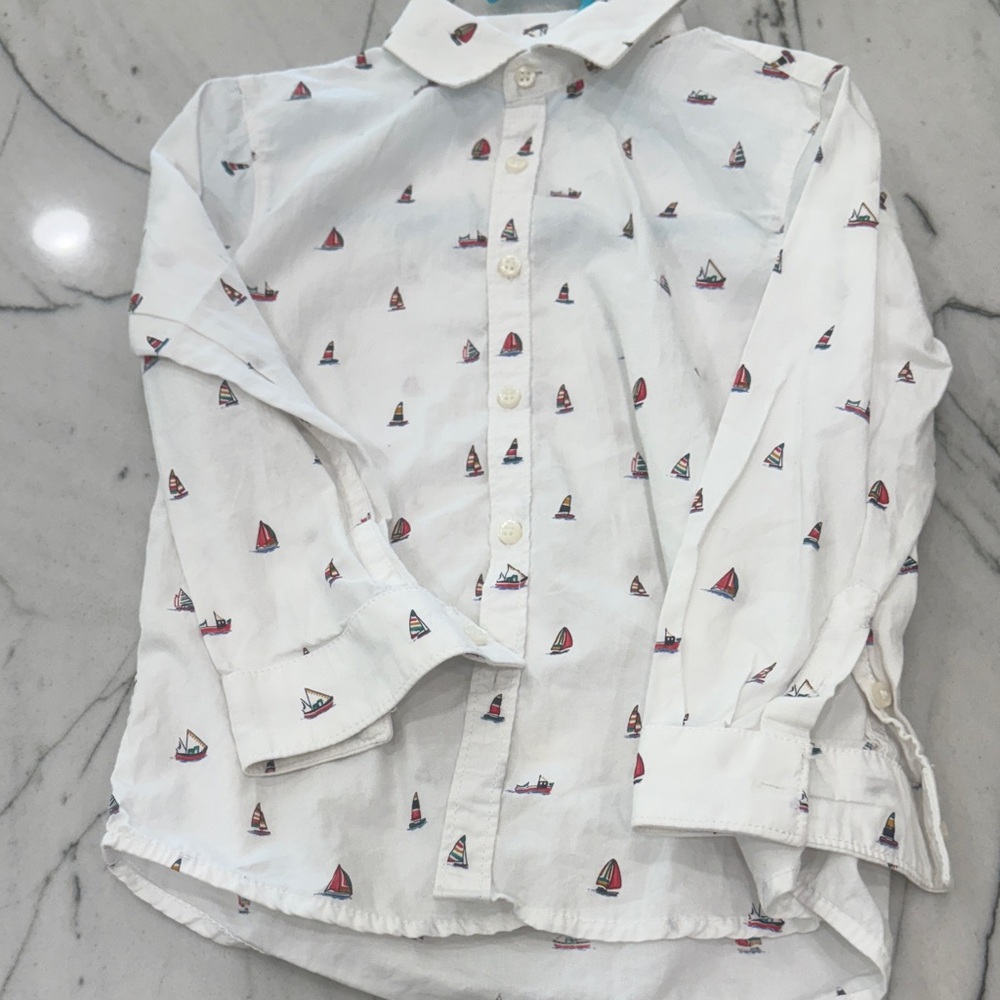 Mayoral White Shirt with Colorful Sailboat Design
